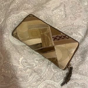 Coach gold and brown patchwork wallet